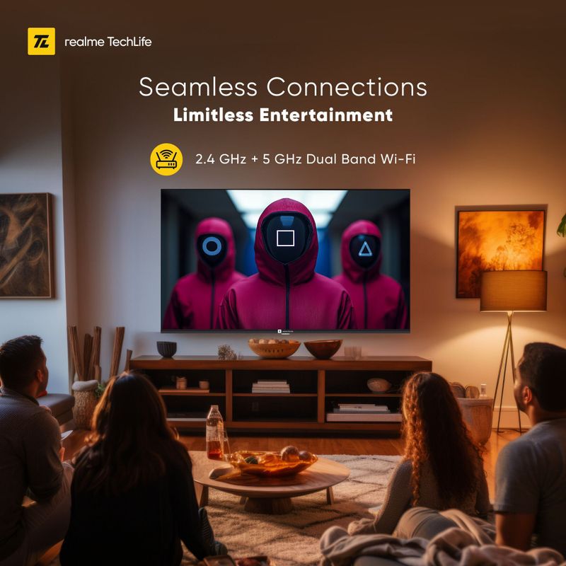 Realme techlife 109 cm (43 inch) qled ultra hd (4k) smart google tv with 5.0 with dolby atmos, and 40 w downfiring speaker - Velora online store 