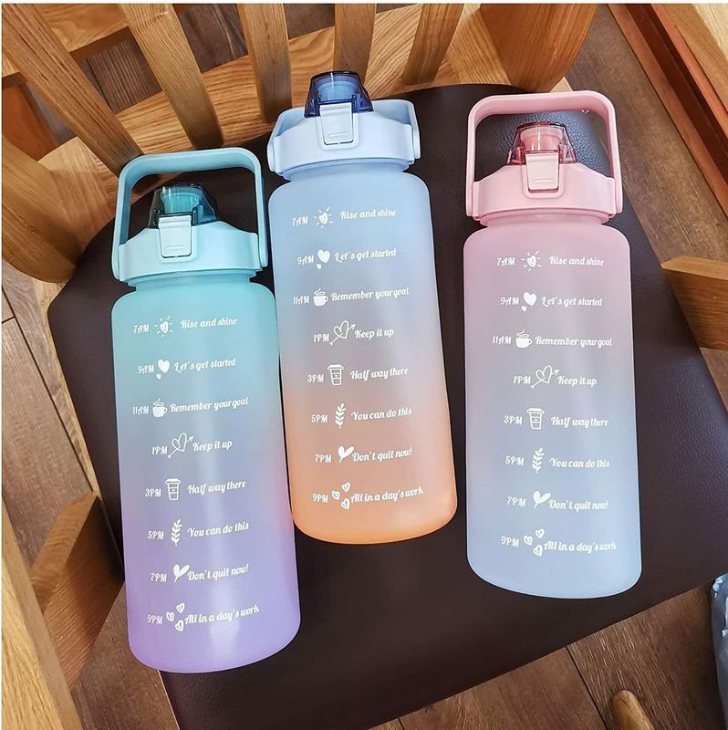 Heet sipper water bottle 2 l with motivational time marker non-toxic water bottle 2000 ml plastic bottle - Velora online store 