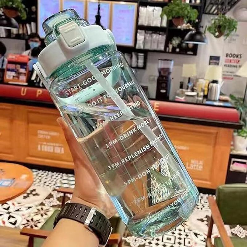 Leyluko motivational time marker water bottle 2000 ml plastic bottle - Velora online store 