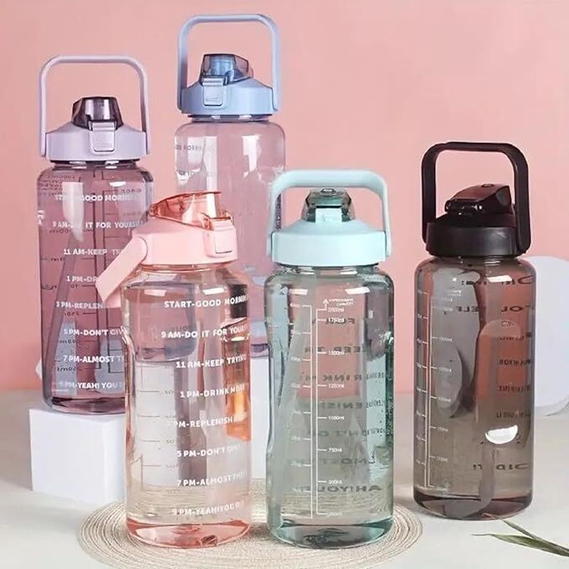 Leyluko motivational time marker water bottle 2000 ml plastic bottle - Velora online store 