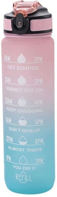 Ojra pack of 1 motivational water bottle with straw time marker sports gym bottle 1000 ml bottle silicone - Velora online store 