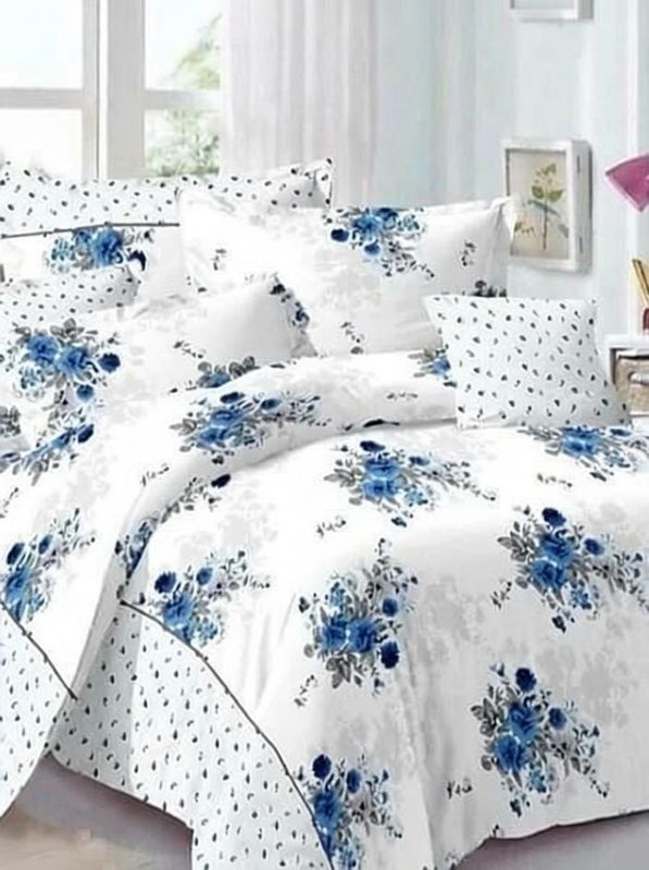 Bluedot 160 tc microfiber double floral bedsheet - M Y V E L O R A