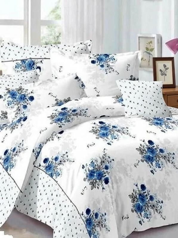 Bluedot 160 tc microfiber double floral bedsheet - M Y V E L O R A