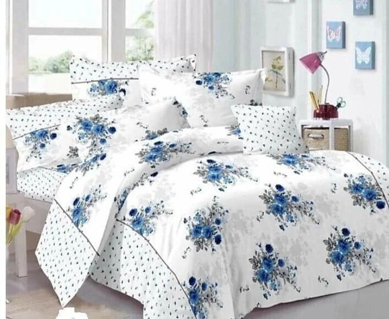 Bluedot 160 tc microfiber double floral bedsheet - M Y V E L O R A