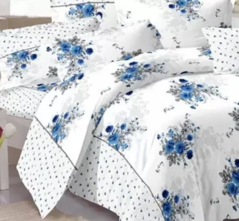 Bluedot 160 tc microfiber double floral bedsheet - M Y V E L O R A