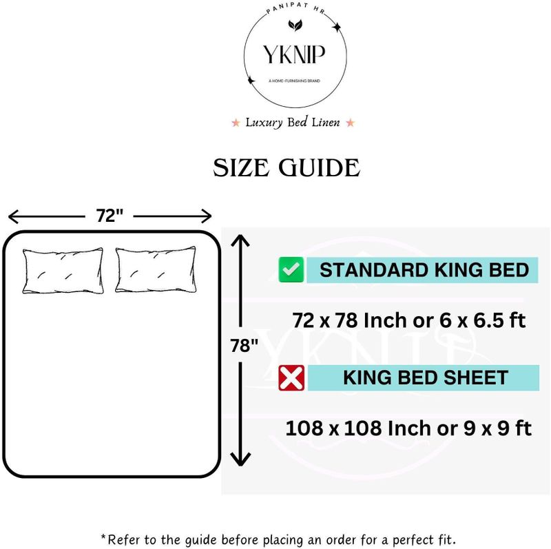 Yknip cotton double, king fitted (elastic) 250 tc floral 3 bedsheets with 2 pillow covers - M Y V E L O R A