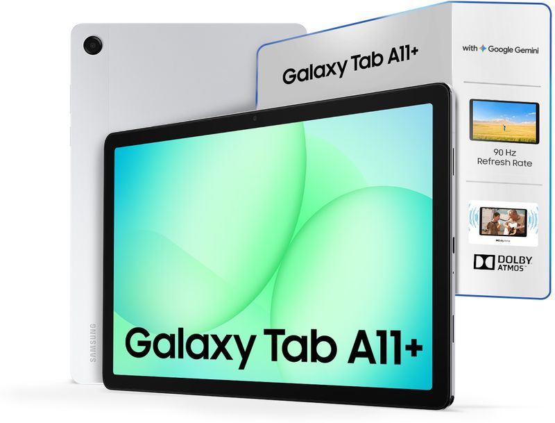 Samsung galaxy tab a11+ 8 gb ram 256 gb rom 11 inch with wi-fi only gaming mediatek mt8755 tablet (silver) - M Y V E L O R A