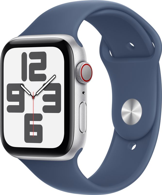 Apple watch se gps + cellular 44mm silver aluminium with denim sport band - M Y V E L O R A