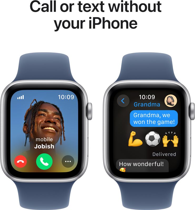 Apple watch se gps + cellular 44mm silver aluminium with denim sport band - M Y V E L O R A