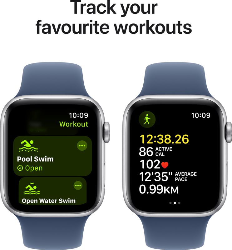 Apple watch se gps + cellular 44mm silver aluminium with denim sport band - M Y V E L O R A