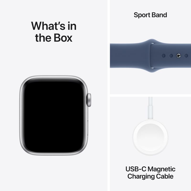 Apple watch se gps + cellular 44mm silver aluminium with denim sport band - M Y V E L O R A