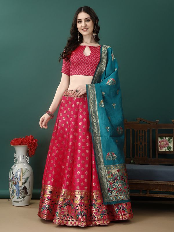Swami studio self design semi stitched lehenga choli - Velora online store 