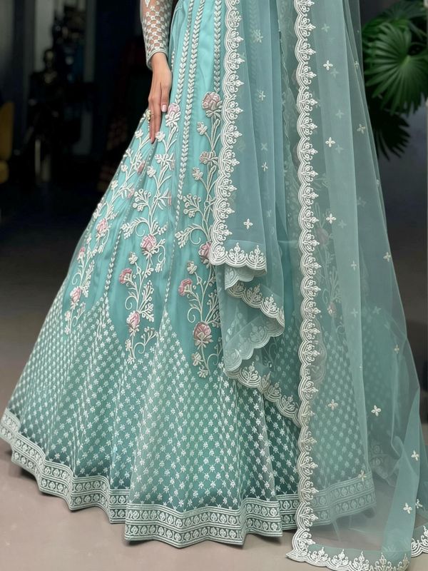 Komal embroidered semi stitched lehenga choli - Velora online store 