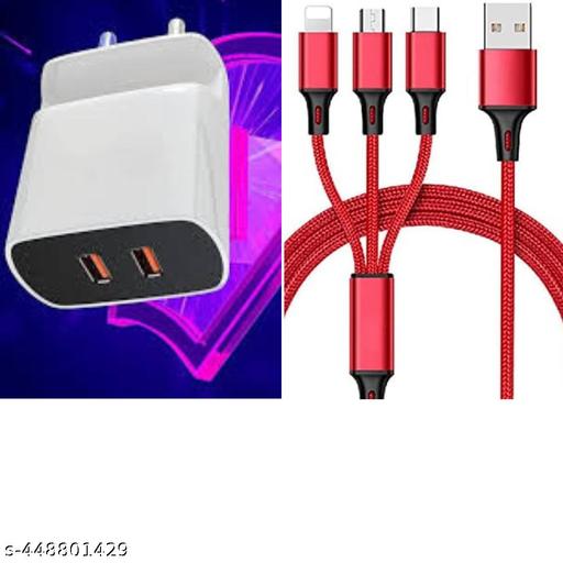 DUAL Fast Charger 3.1 cable, Mico, Types-c , i-phone  - Velora online store 