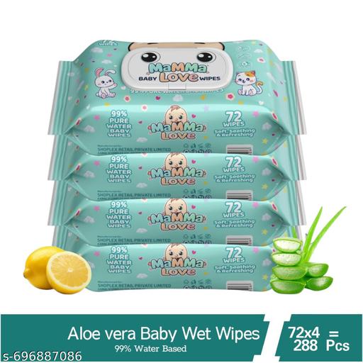 99% Pure Water Baby Wet Wipes with Lid | Pack of 4 | 72 pcs/pack (288 Wipes).. - M Y V E L O R A