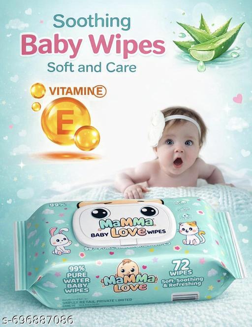 99% Pure Water Baby Wet Wipes with Lid | Pack of 4 | 72 pcs/pack (288 Wipes).. - M Y V E L O R A