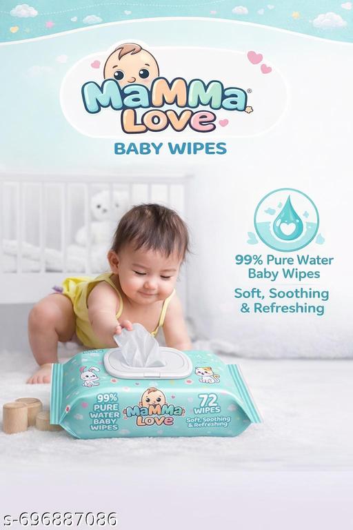 99% Pure Water Baby Wet Wipes with Lid | Pack of 4 | 72 pcs/pack (288 Wipes).. - M Y V E L O R A