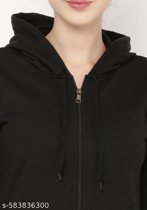 Black Colour Plain Long Zipper Sweatshirts For Kids - M Y V E L O R A