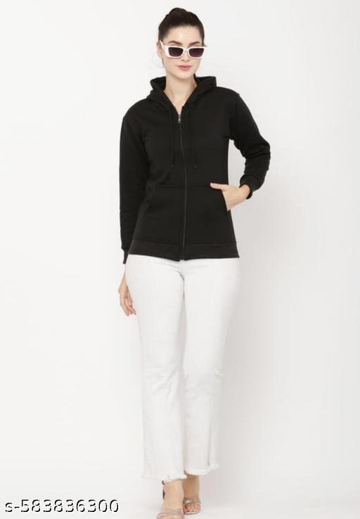 Black Colour Plain Long Zipper Sweatshirts For Kids - M Y V E L O R A