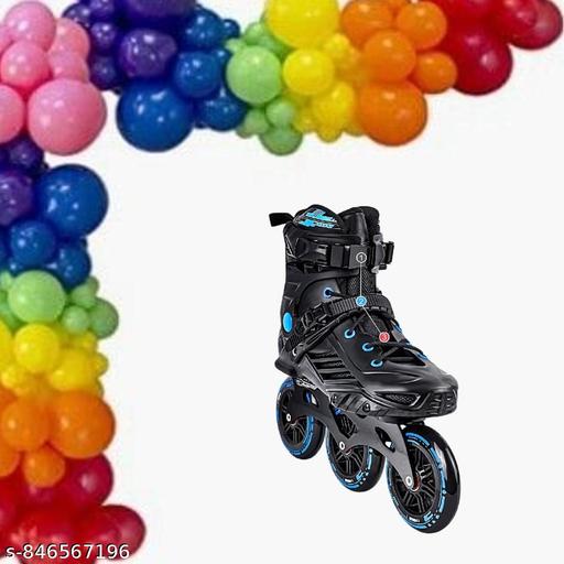 Latest 3 Wheel Inline Skates Skating Shoes for Boys and Girls Age 10 to 14 Years Liner Roller Skates for Kids with Skating Protection Kit Set, Size Large (BLUE) - M Y V E L O R A Online store 