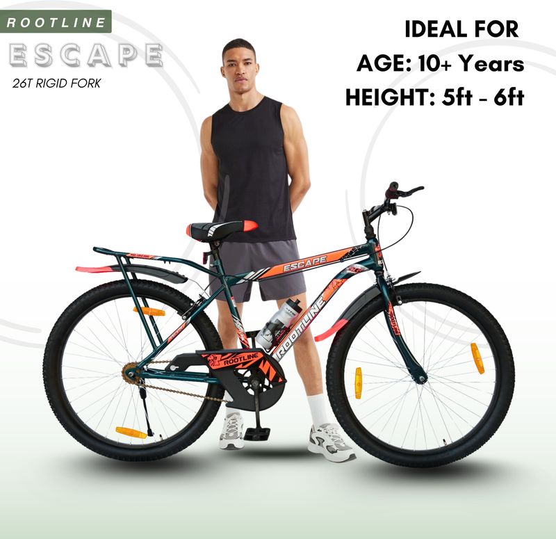 Rootline escape 26t mountain single speed green orange rigid suspension 26 t (inch) mountain cycle - M Y V E L O R A Online store 