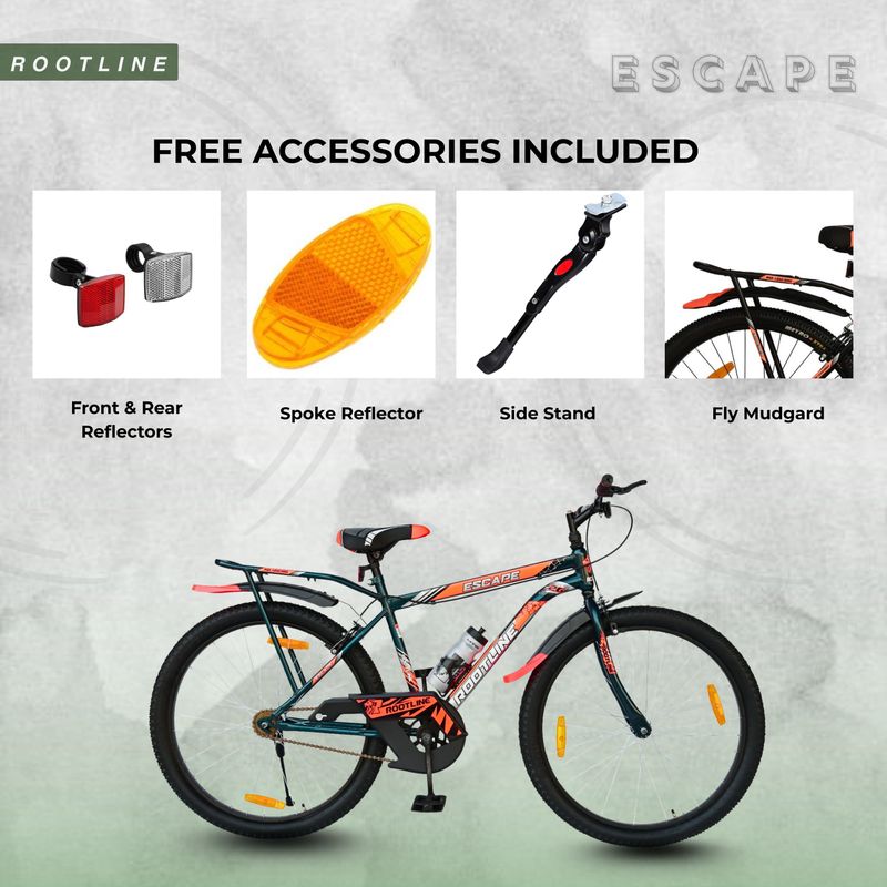Rootline escape 26t mountain single speed green orange rigid suspension 26 t (inch) mountain cycle - M Y V E L O R A Online store 