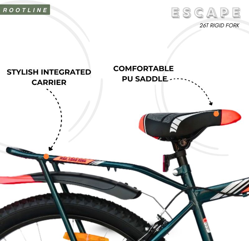 Rootline escape 26t mountain single speed green orange rigid suspension 26 t (inch) mountain cycle - M Y V E L O R A Online store 