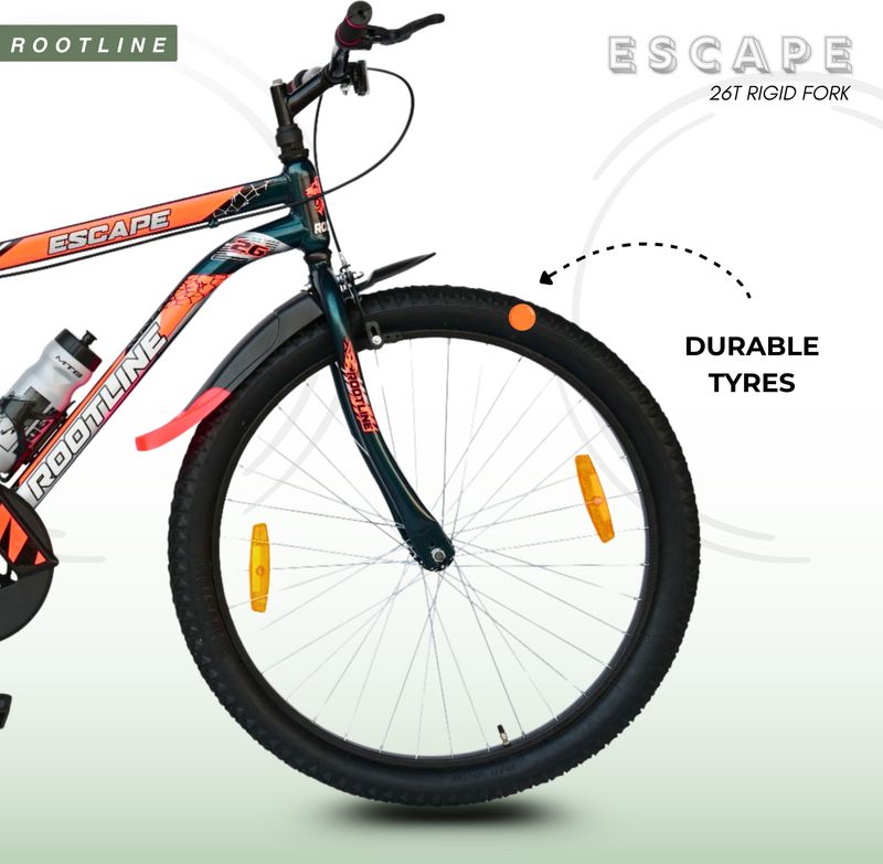 Rootline escape 26t mountain single speed green orange rigid suspension 26 t (inch) mountain cycle - M Y V E L O R A Online store 