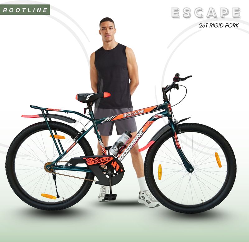 Rootline escape 26t mountain single speed green orange rigid suspension 26 t (inch) mountain cycle - M Y V E L O R A Online store 