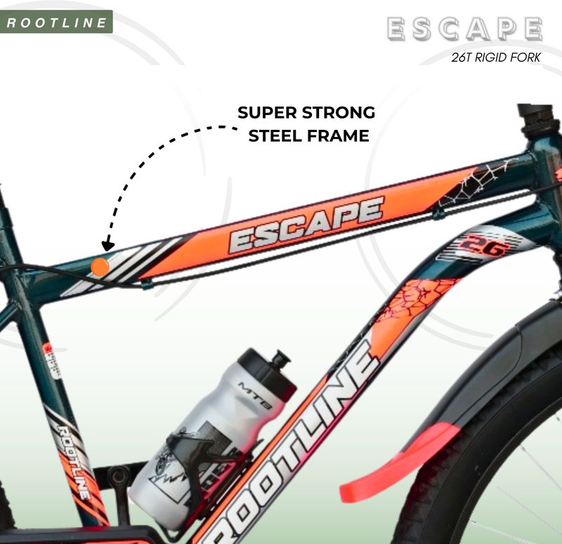 Rootline escape 26t mountain single speed green orange rigid suspension 26 t (inch) mountain cycle - M Y V E L O R A Online store 