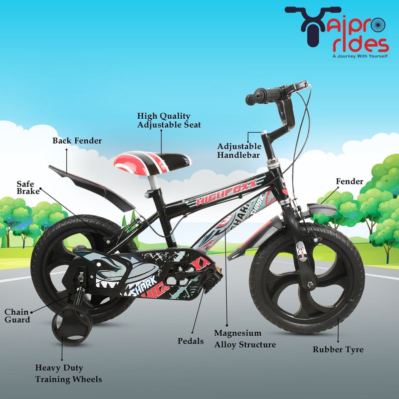 Xaipro rides 14t shark bmx red cycle for 2 to 5 years kids 14 t (inch) bmx cycle - M Y V E L O R A Online store 