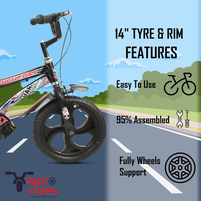 Xaipro rides 14t shark bmx red cycle for 2 to 5 years kids 14 t (inch) bmx cycle - M Y V E L O R A Online store 