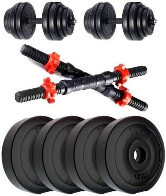 Jasmine dumbbells, 10kg pvc dumbbells set, adjustable weight plates adjustable dumbbell - M Y V E L O R A Online store 