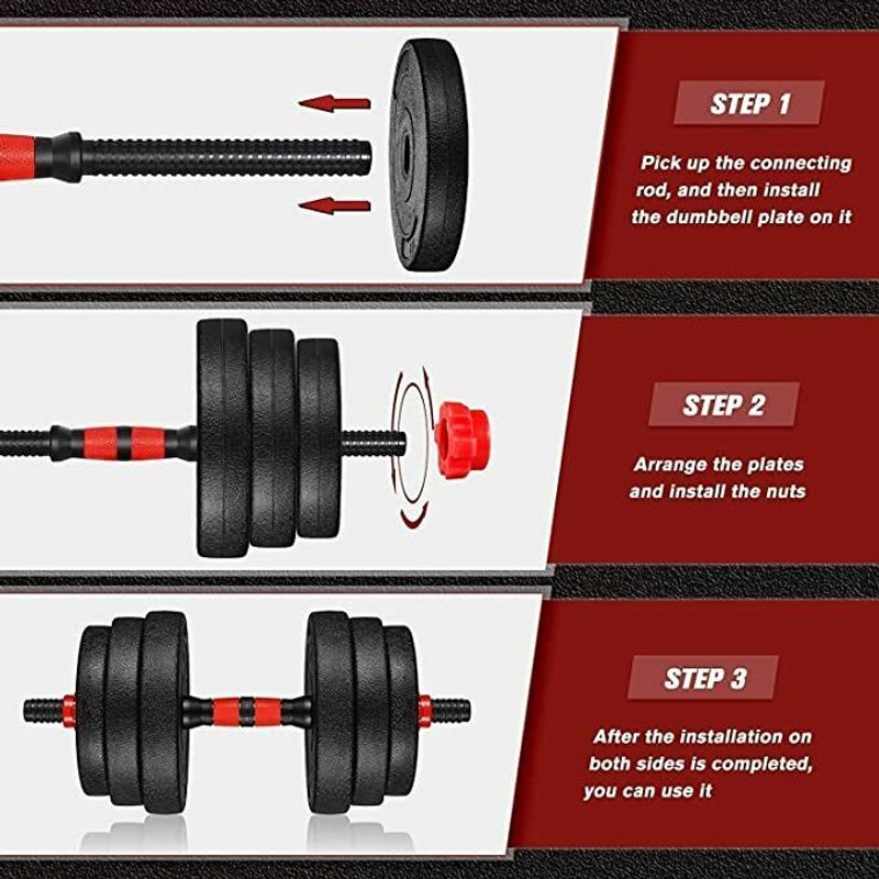 Jasmine dumbbells, 10kg pvc dumbbells set, adjustable weight plates adjustable dumbbell - M Y V E L O R A Online store 