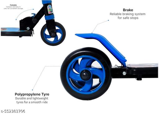 (BLUE) Skate Scooter/ Street Rider / Kick Scooter for Kids & Children’s: 4 step Adjustable Heights, Foldable, 3 PVC Wheels with Unique Brakes, Ideal for Ages 3+, Supports Up to 80 kg, Fun & Enjoyment for kids (BLUE) - M Y V E L O R A Online store 