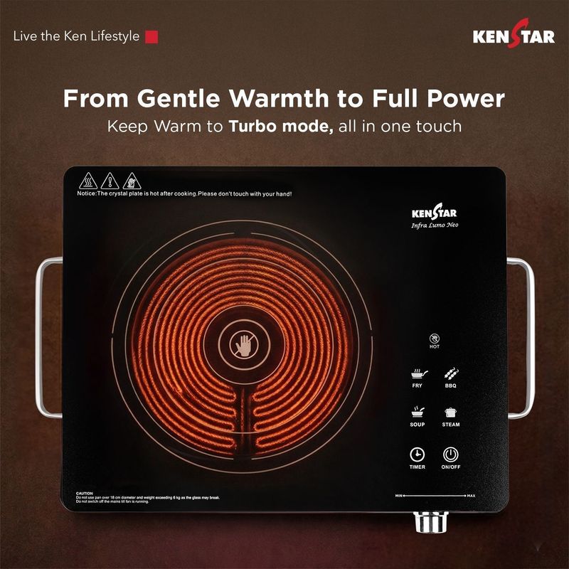 Kenstar 2200 w infrared cooktop touch panel - M Y V E L O R A Online store 