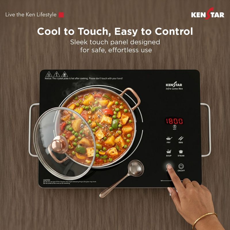 Kenstar 2200 w infrared cooktop touch panel - M Y V E L O R A Online store 