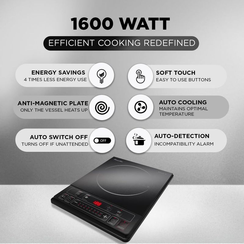 Preethi 1600 w induction cooktop push button - M Y V E L O R A Online store 
