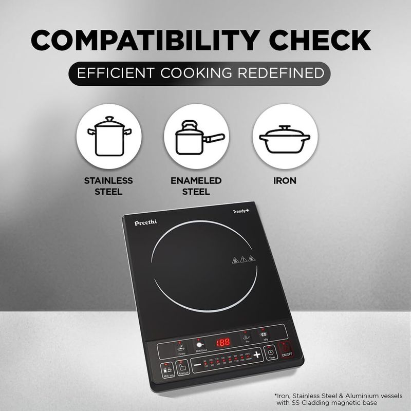 Preethi 1600 w induction cooktop push button - M Y V E L O R A Online store 