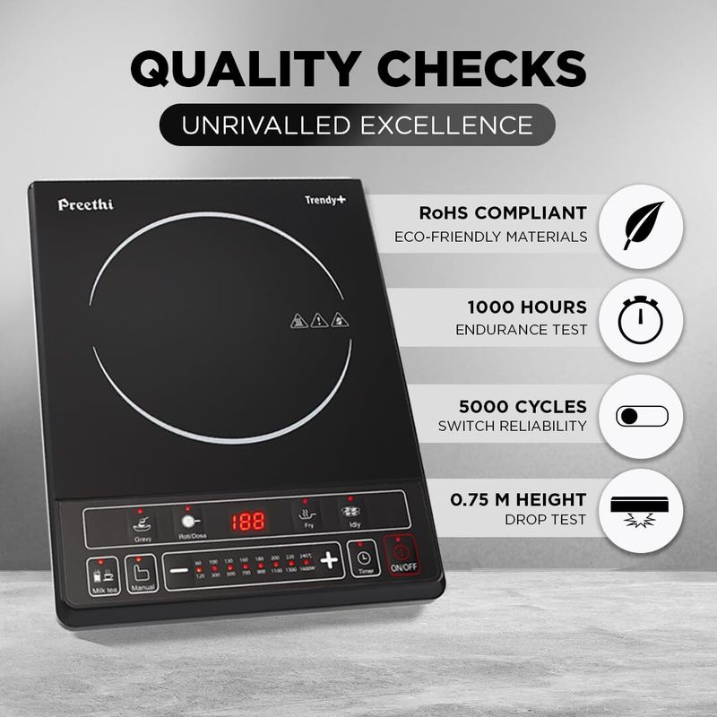 Preethi 1600 w induction cooktop push button - M Y V E L O R A Online store 