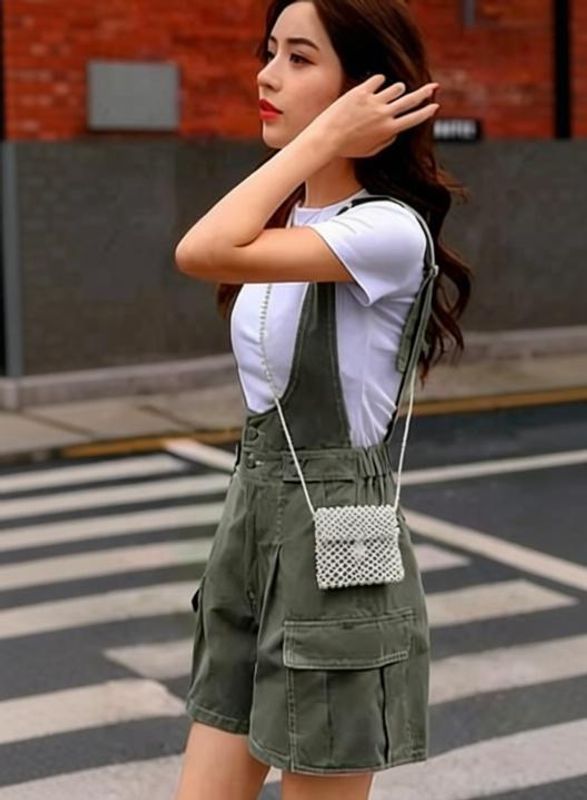 Usk collections women green, white dungaree - M Y V E L O R A