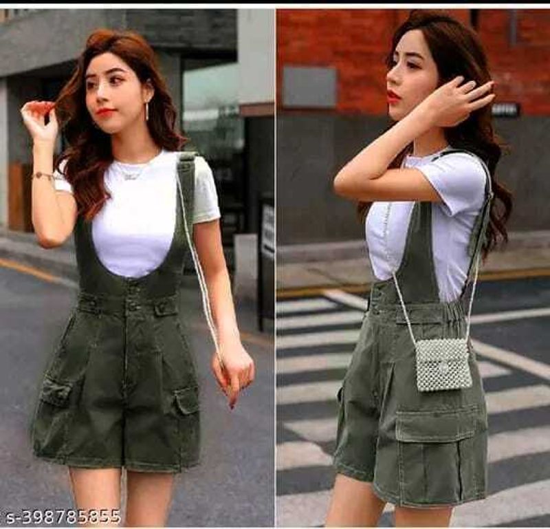 Usk collections women green, white dungaree - M Y V E L O R A