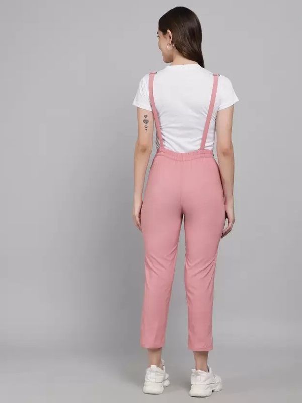 Tiara world women pink, white dungaree - M Y V E L O R A