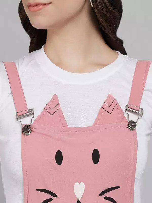 Tiara world women pink, white dungaree - M Y V E L O R A