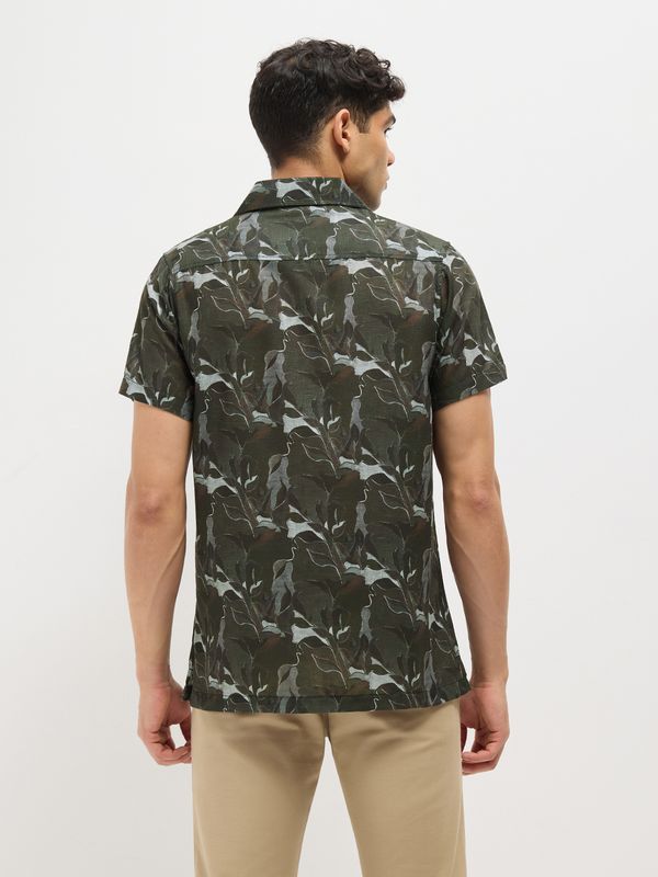 Otto men printed casual green shirt - M Y V E L O R A