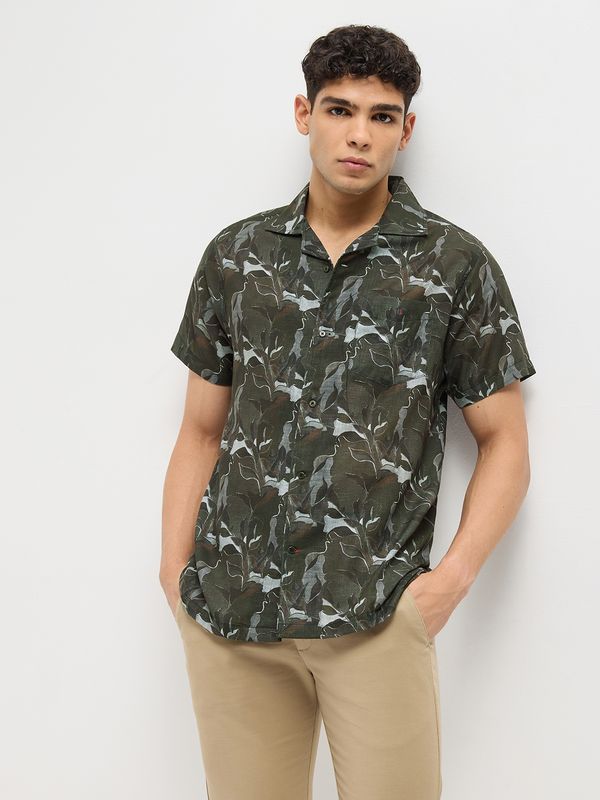 Otto men printed casual green shirt - M Y V E L O R A