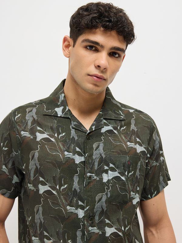 Otto men printed casual green shirt - M Y V E L O R A