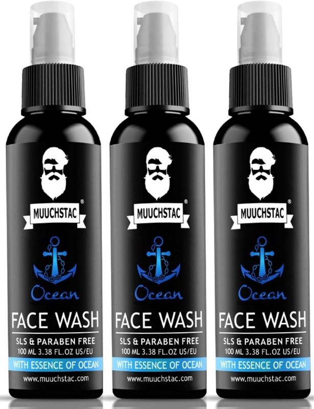 Muuchstac muuchstac ocean fights acne & pimple, skin whitening & brightening, (pack of 3) men all skin types face wash - M Y V E L O R A