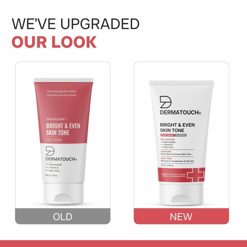 Dermatouch bright & even tone  with niacinamide, vitamin e and kojic acid men & women all skin types face wash - M Y V E L O R A