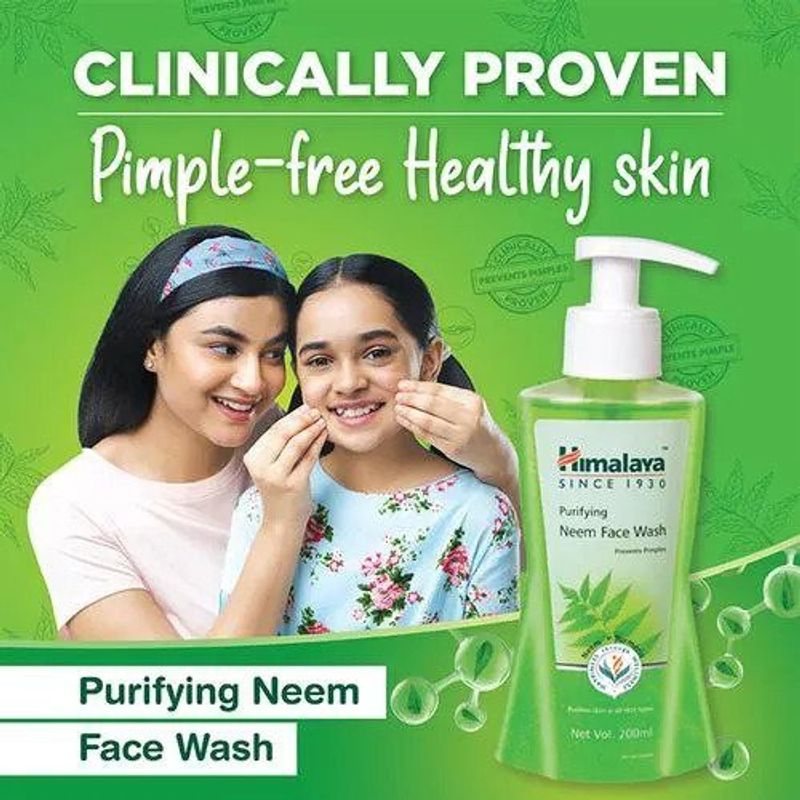 Himalaya purifying neem  (200ml) men & women all skin types face wash - M Y V E L O R A